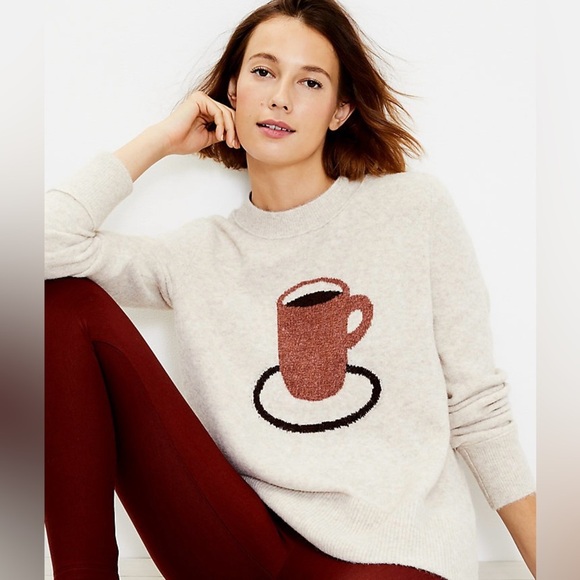 Lou & Grey Graphic Coffee Cup Sweater Size XSP - Picture 1 of 4